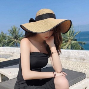 Sun Hats Women's Wide Brim Sun Protection Straw Hat-Folable Floppy Hat-Summer UV Protection Beach Cap - C1-e-khaki - C518OSSU...