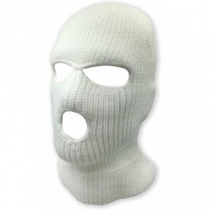 Balaclavas 3 Hole Beanie Face Mask Ski - Warm Double Thermal Knitted - Men and Women - White - CB18KNK49N4 $22.25
