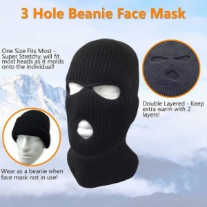 Balaclavas 3 Hole Beanie Face Mask Ski - Warm Double Thermal Knitted - Men and Women - White - CB18KNK49N4 $9.83