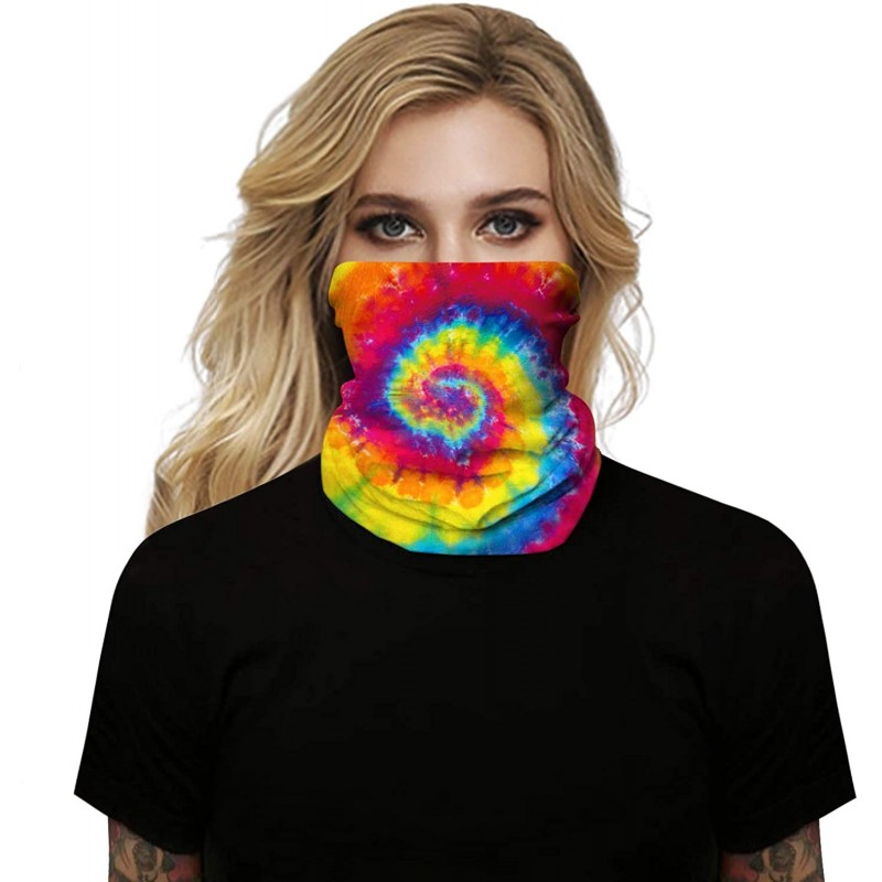 Balaclavas Men Women Face Bandana Dust Mask Balaclava Neck Gaiter Wrap Cool Printed (Multi-Function) - Tie Dye Ice Fire - CG1...