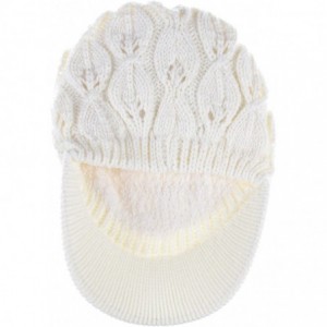 Skullies & Beanies Winter Fashion Knit Cap Hat for Women- Peaked Visor Beanie- Warm Fleece Lined-Many Styles - White Oval - C...