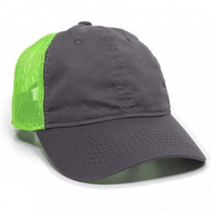 Baseball Caps Garment Washed Meshback Cap - Charcoal/Neon Green - CS182HLK4A9 $14.95
