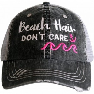 Baseball Caps Beach Hair Don't Care WAVES Women's Trucker Hats Caps - Gray Hot Pink - CT180LTXDIG $21.15