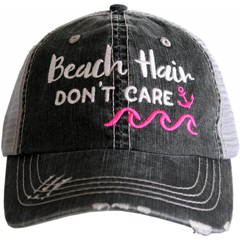 Baseball Caps Beach Hair Don't Care WAVES Women's Trucker Hats Caps - Gray Hot Pink - CT180LTXDIG $21.15