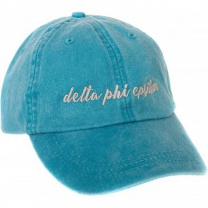 Baseball Caps Delta Phi Epsilon (N) Sorority Baseball Hat Cap Cursive Name Font DPhie - Bright Blue - CG188U2N5XE $27.12