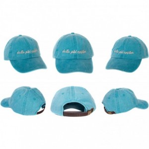 Baseball Caps Delta Phi Epsilon (N) Sorority Baseball Hat Cap Cursive Name Font DPhie - Bright Blue - CG188U2N5XE $27.12