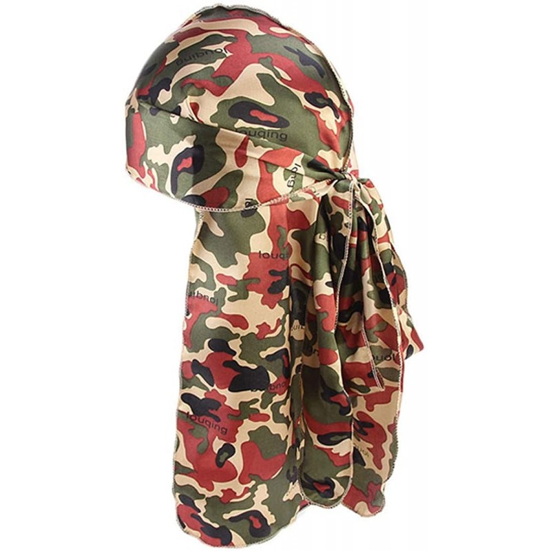 Skullies & Beanies Print Silky Durags Turban Silk Du Rag Waves Caps Headwear Do Doo Rag for Women Men - Tjm-05k-4 - CT197W27Y...