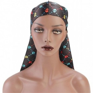 Skullies & Beanies Print Silky Durags Turban Silk Du Rag Waves Caps Headwear Do Doo Rag for Women Men - Tjm-05k-4 - CT197W27Y...