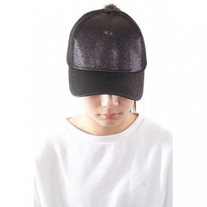 Baseball Caps Glitter Messy High Buns Trucker Ponycap Ponytail Baseball Adjustable Cap for Women Girl - Black - CH18QN9ZCYY $...