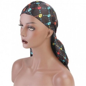 Skullies & Beanies Print Silky Durags Turban Silk Du Rag Waves Caps Headwear Do Doo Rag for Women Men - Tjm-05k-4 - CT197W27Y...