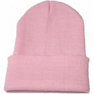 Skullies & Beanies Neutral Winter Fluorescent Knitted hat Knitting Skull Cap - Pink - C8187W62S9G $24.45
