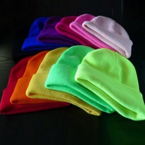 Skullies & Beanies Neutral Winter Fluorescent Knitted hat Knitting Skull Cap - Pink - C8187W62S9G $9.32