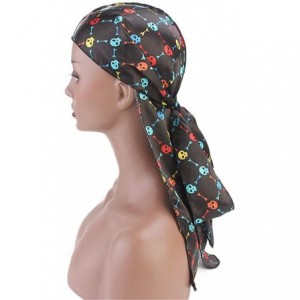 Skullies & Beanies Print Silky Durags Turban Silk Du Rag Waves Caps Headwear Do Doo Rag for Women Men - Tjm-05k-4 - CT197W27Y...