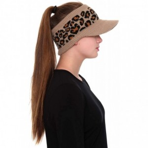 Skullies & Beanies Women's Warm Soft Winter Leopard Detailed Ponytail Beanie Knit Hat Skull Cap - Coffee - C818AUTDSHO $9.03