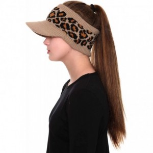 Skullies & Beanies Women's Warm Soft Winter Leopard Detailed Ponytail Beanie Knit Hat Skull Cap - Coffee - C818AUTDSHO $9.03