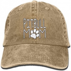 Baseball Caps Unisex Washed Pitbull Mom Fashion Denim Baseball Cap Adjustable Travel Hat - Natural - C218DUKYT80 $17.07