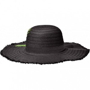 Sun Hats Women's Floppy Hat with Hibiscus Embroidery - Black - C118OQ0OSL6 $31.16