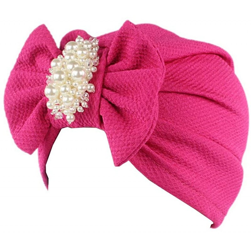 Skullies & Beanies Womens Bowknot Turban Headwear Puggaree - Rose - CK12O0SQV3Z $12.17