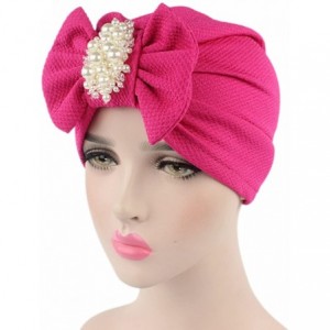 Skullies & Beanies Womens Bowknot Turban Headwear Puggaree - Rose - CK12O0SQV3Z $12.17