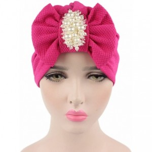 Skullies & Beanies Womens Bowknot Turban Headwear Puggaree - Rose - CK12O0SQV3Z $12.17