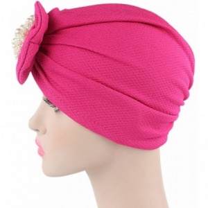 Skullies & Beanies Womens Bowknot Turban Headwear Puggaree - Rose - CK12O0SQV3Z $12.17