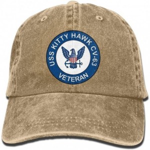 Baseball Caps Mens Cotton Washed Twill Baseball Cap US Navy USS Kitty Hawk CV-63 Ship Veteran Hat - Natural - C318I7GONCC $17.42