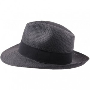 Fedoras Classic Paille Large Panama Hat - Noir - CY11FTGQLFZ $21.99