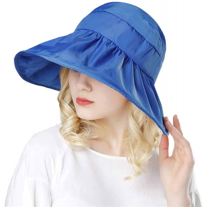 Visors Women's Wide Brim Sun UV Protection Visor Hats for Beach Fishing - A-royalblue - C318NWSLW38 $22.89