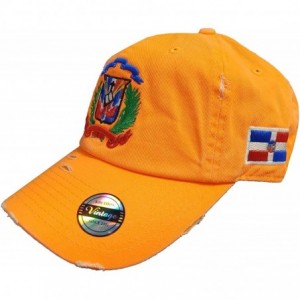 Baseball Caps Adjustable Vintage Cap Dominican Republic RD and Shield - Vintage Neon Orange/Full Color - C618WXLY32I $50.90