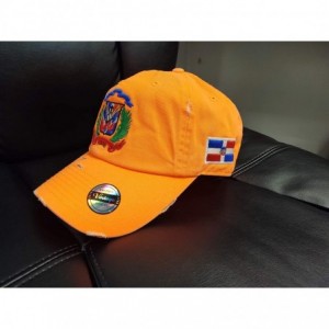 Baseball Caps Adjustable Vintage Cap Dominican Republic RD and Shield - Vintage Neon Orange/Full Color - C618WXLY32I $23.07
