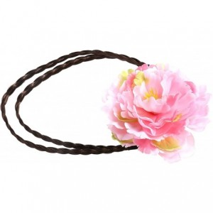 Headbands Bohemian Braided Hairband Headpiece Floral Garland Headbands for Luau Party Festival Wedding Holiday (Pink) - CL183...