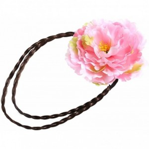 Headbands Bohemian Braided Hairband Headpiece Floral Garland Headbands for Luau Party Festival Wedding Holiday (Pink) - CL183...