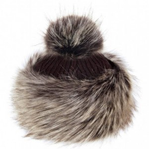 Skullies & Beanies Faux Fur Russian Hat for Women - Warm & Fun Fur Cuff Hat with Pom Pom - Hazel Wolf - CA11ON85HOB $27.26