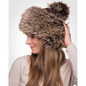 Skullies & Beanies Faux Fur Russian Hat for Women - Warm & Fun Fur Cuff Hat with Pom Pom - Hazel Wolf - CA11ON85HOB $27.26