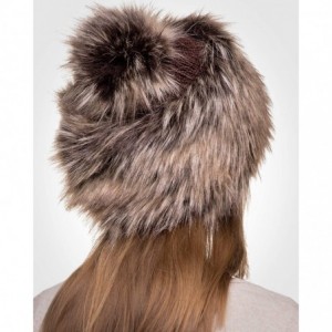 Skullies & Beanies Faux Fur Russian Hat for Women - Warm & Fun Fur Cuff Hat with Pom Pom - Hazel Wolf - CA11ON85HOB $27.26