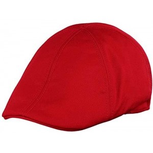 Newsboy Caps Mens 6pannel Duck Bill Curved Ivy Drivers Hat One Size(Elastic Band Closure) - Red - C0196TZUQSX $12.37