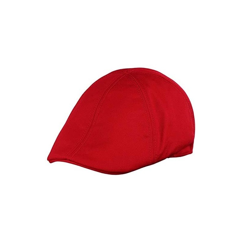 Newsboy Caps Mens 6pannel Duck Bill Curved Ivy Drivers Hat One Size(Elastic Band Closure) - Red - C0196TZUQSX $12.37