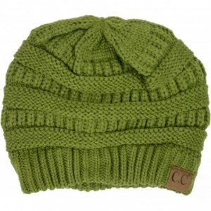Skullies & Beanies Soft Stretch Chunky Cable Knit Slouchy Beanie Hat - Olive - CR12NUDI8DZ $22.31