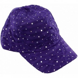 Baseball Caps Glitzy Game Sequin Trim Baseball Cap for Ladies - Purple - C1183AA6EHO $31.44