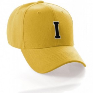 Baseball Caps Classic Baseball Hat Custom A to Z Initial Team Letter- Yellow Cap White Black - Letter I - CN18IDTOYHG $21.99
