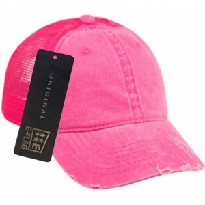 Baseball Caps Low Profile Unstructured HAT Twill Distressed MESH Trucker CAPS - Hot Pink - CC12O1YXFPL $14.50