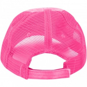 Baseball Caps Low Profile Unstructured HAT Twill Distressed MESH Trucker CAPS - Hot Pink - CC12O1YXFPL $14.50