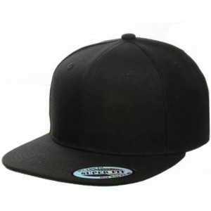 Baseball Caps Blank Adjustable Flat Bill Plain Snapback Hats Caps - Black - CG1880IT66N $9.92
