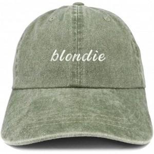 Baseball Caps Blondie Embroidered Washed Cotton Adjustable Cap - Olive - CY185LUG03H $18.60