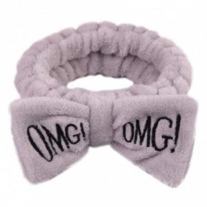 Headbands OMG Letter Bowknot Headband Face Washing Hair Band Elastic Headwear for Women Girl - Grey - Omg Series-grey - CC18N...