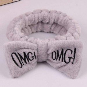 Headbands OMG Letter Bowknot Headband Face Washing Hair Band Elastic Headwear for Women Girl - Grey - Omg Series-grey - CC18N...