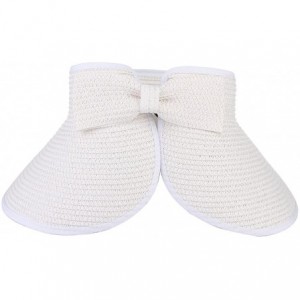 Sun Hats Women Foldable Wide Brim Straw Sun Visor Outdoor UV Proof Roll-up Open Top Hat - White - CN18EIRMY22 $8.80
