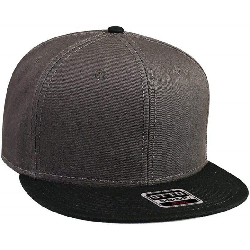 Baseball Caps SNAP Cotton Twill Round Flat Visor 6 Panel Pro Style Snapback Hat - Blk/Ch.gry/Ch.gry - CB12FN5VXTZ $14.88