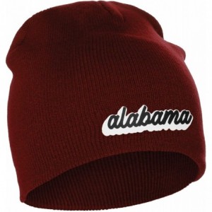 Skullies & Beanies Classic USA Cities Winter Knit Cuffless Beanie Hat 3D Raised Layer Letters - Alabama Burgundy - White Blac...