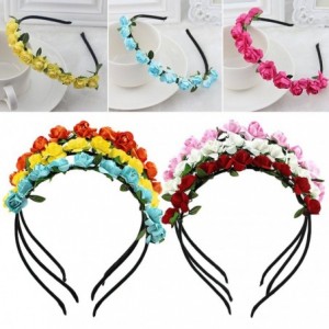 Headbands Rose Flower Crown Festival Headband Floral Garland - Pink - Pink - C712IANGEGN $8.14